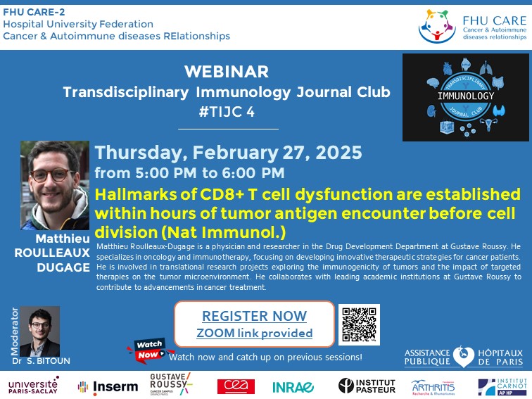 Hallmarks of CD8+ T cell dysfunction are established within hours of tumor antigen encounter before cell division (Nat Immunol.) TIJC#4